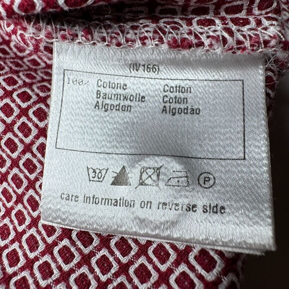 Vintage Ingram Italian Cotton Button Up Shirt Mens 48 Burgundy Geometric EU Made - Picture 11 of 16